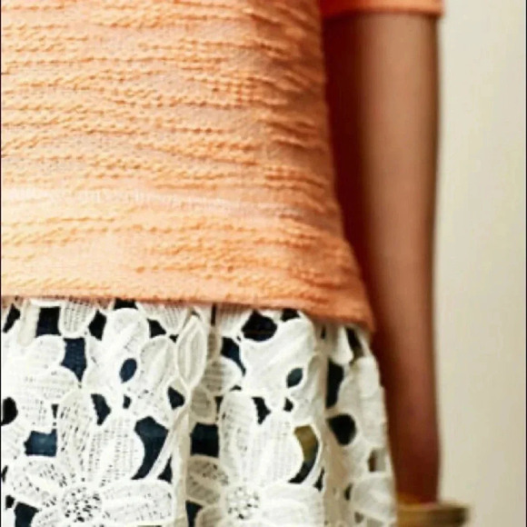 Anthropologie Sunday in Brooklyn lace hem sweater peach pull over top medium - Picture 11 of 11
